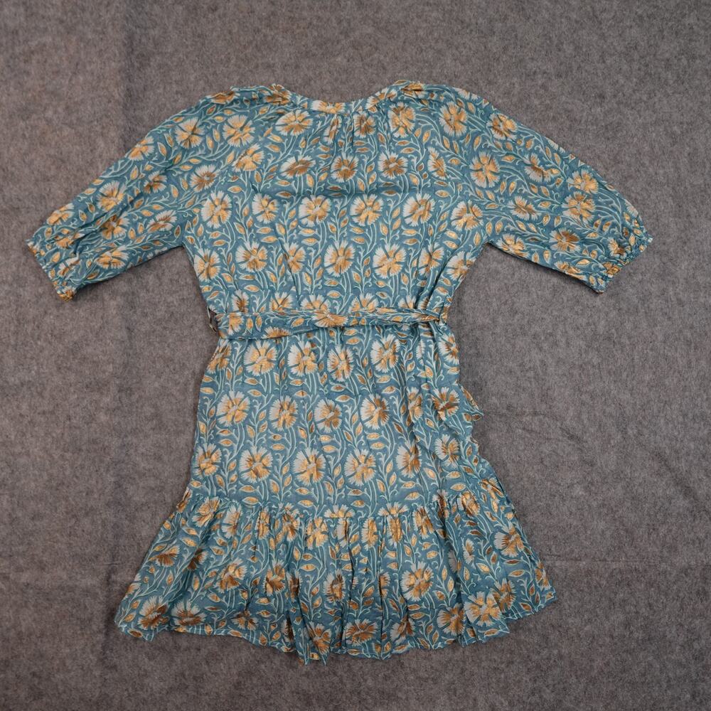 Oliphant Dress Womens Small Haveli Mini Ruffle Hem Puff Sleeve Cotton Feminine - Picture 6 of 10